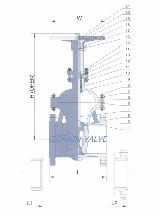 Cast Steel Gate Valve Drawing