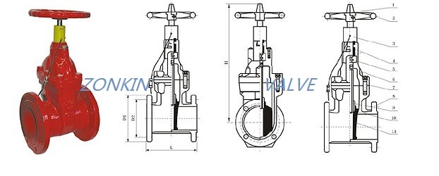 Fire Signal Resilient Seated Gate Valve Drawing