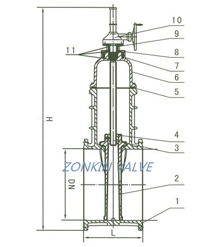 Oversized Resilient Seated Gate Valve Drawing