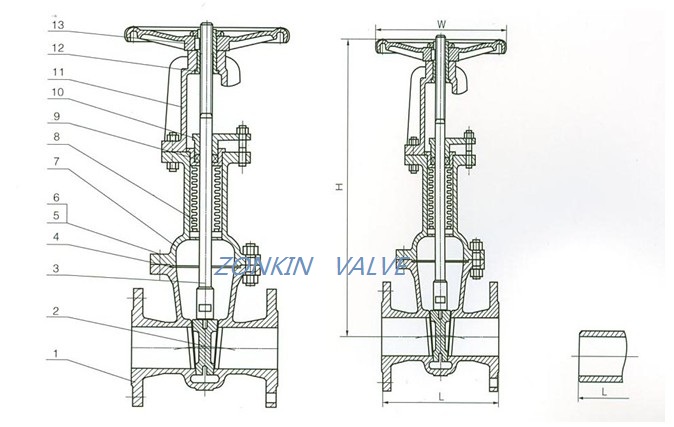 Bellows Sealed Gate Valve Drawing