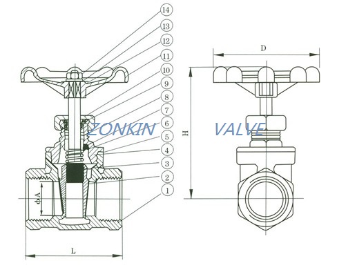 Threaded Gate Valve Drawing