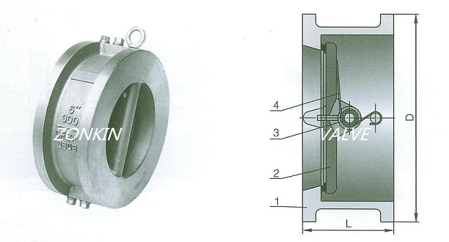 Wafer Double Disc Swing Check Valve Drawing