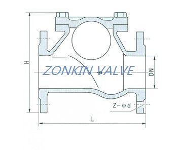 HQ41X Slide Ball Type Check Valve Drawing