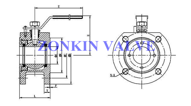 Wafer Ball Valve Drawing